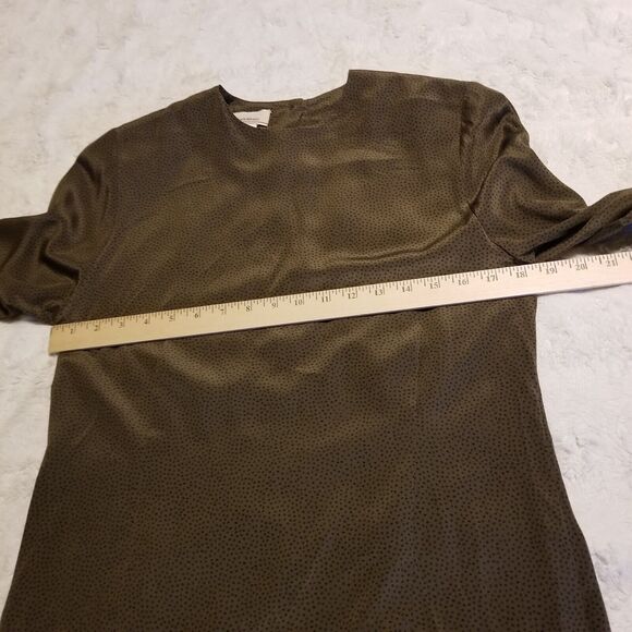 Vintage Mark Shale Shirt Womens Size 4 Green Black Silk Polka Dot - Picture 8 of 9